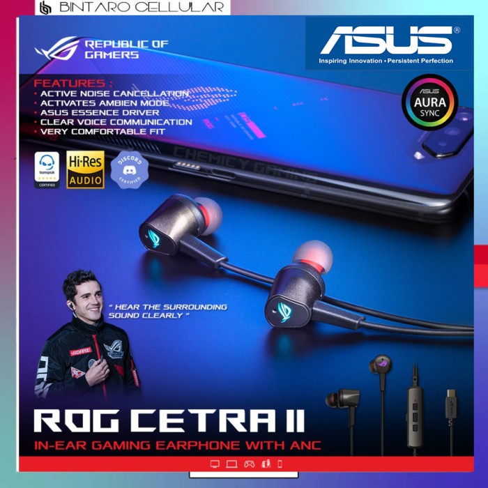 ASUS ROG CETRA - IN-EAR GAMING EARPHONE / HEADSET ROG PHONE CETRA CORE