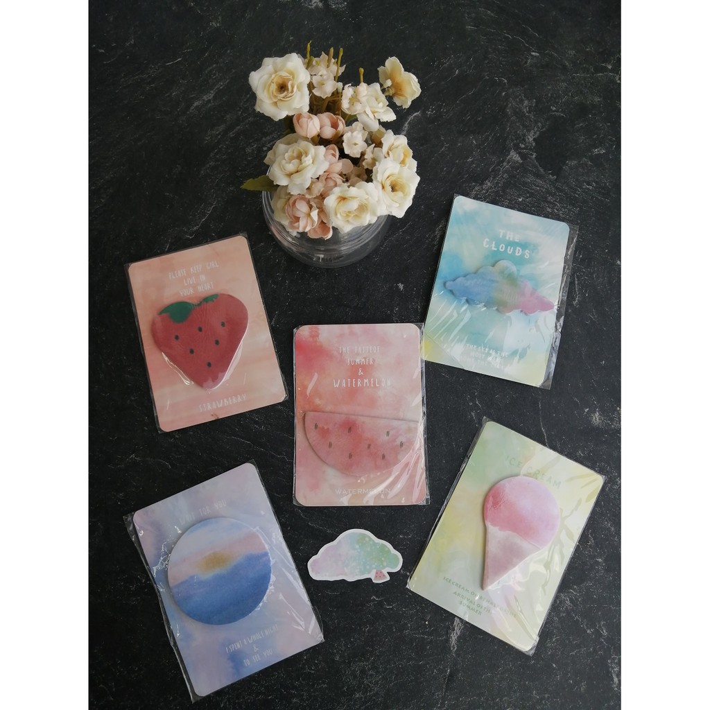 

30 lembar Memo Pad Sticky Notes Office Planner Sticker Paper Sticker Motif Cat Air Awan, Ice cream