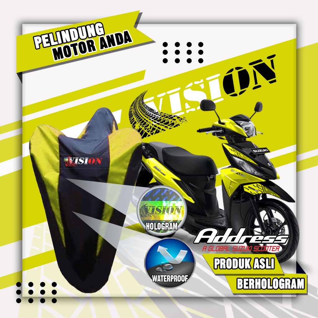 Sarung Motor Vision SUZUKI ADDRESS / Pelindung Body Cover Motor Anti Air Merk Vision HOLOGRAM