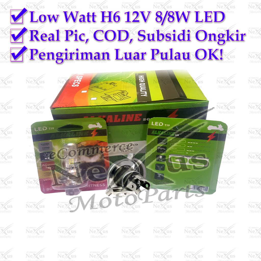 Lampu LED Motor ALKALINE T19 H6 12V 8W