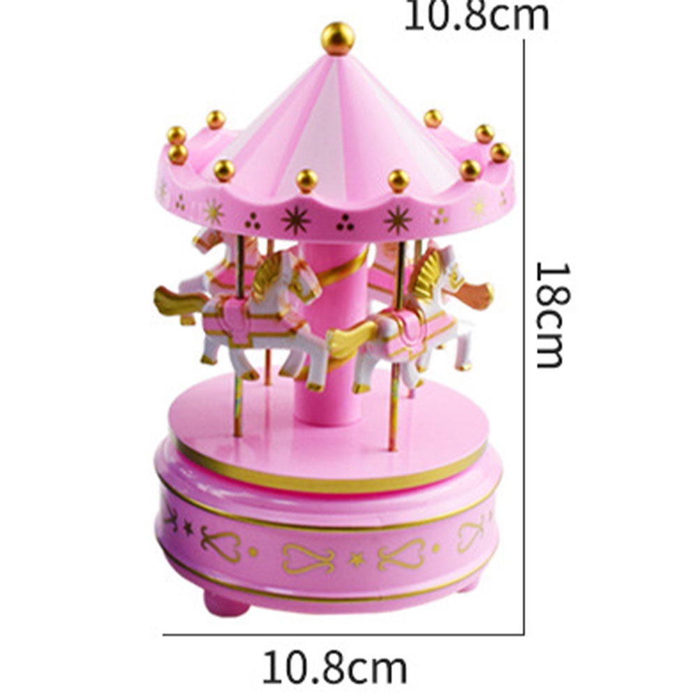 Kotak Musik Merry Go Round Music Box Carousel - Pink