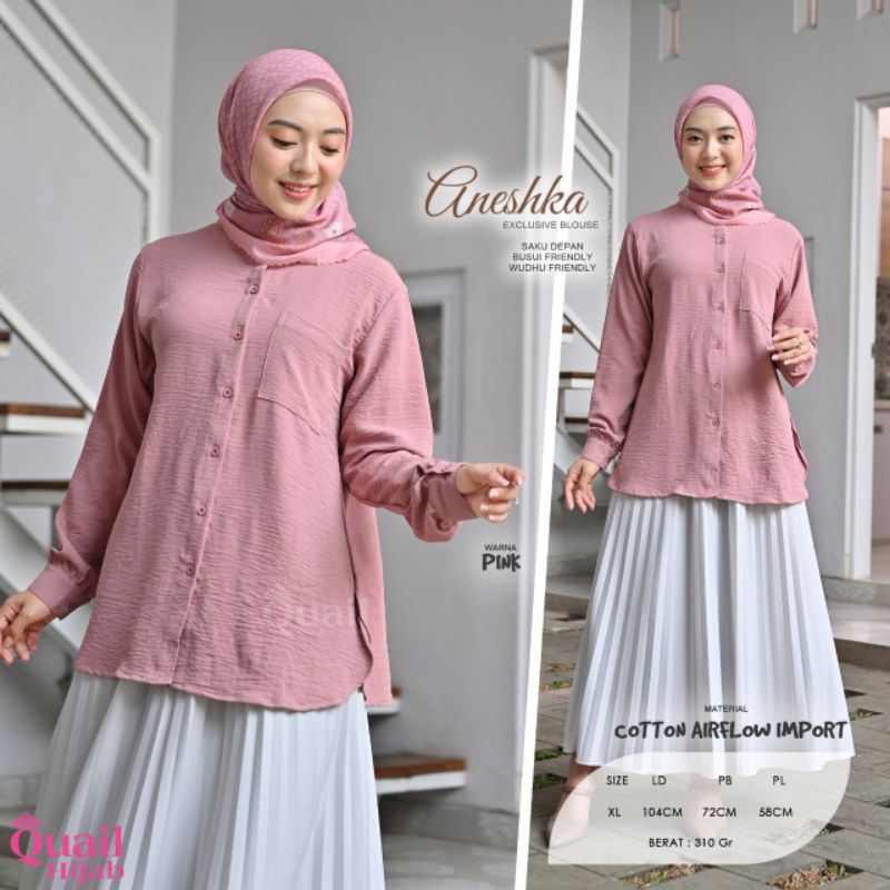 ANESHKA QUAIL HIJAB BLOUSE KERJA TUNIK KERJA BLOUSE KANTOR BLOUSE PREMIUM ORIGINAL TUNIK FORMAL BLOU