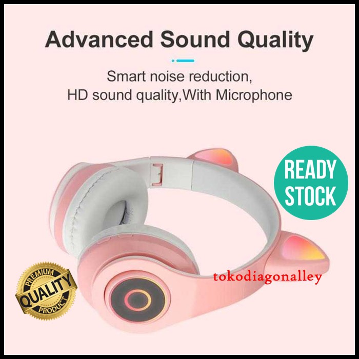 Headset Bluetooth Bando Motif Kucing Headphone Lucu Untuk Anak-Anak