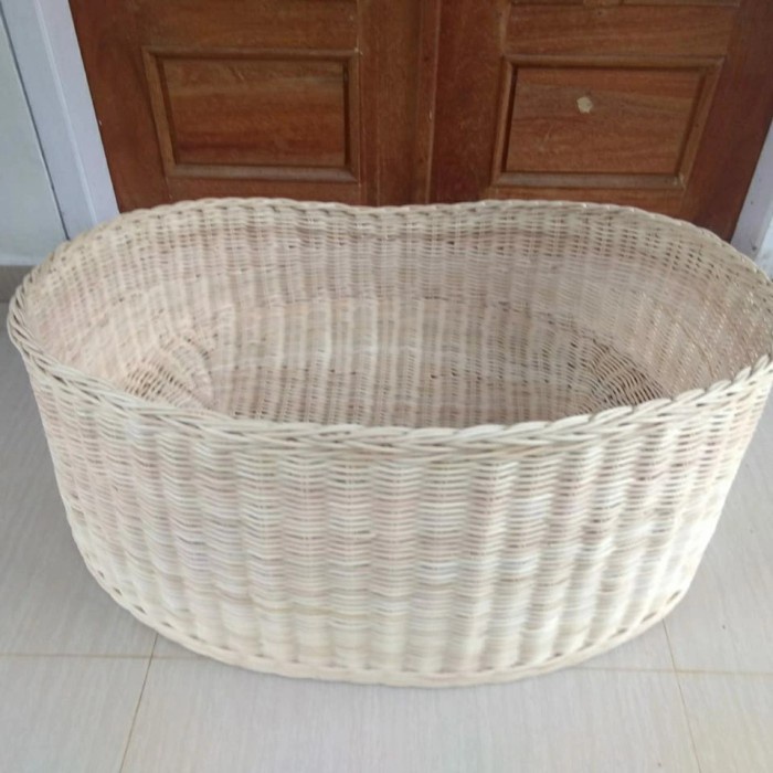 pet basket keranjang tempat tidur anjing kucing rotan besar jumbo 90X75X40 CM