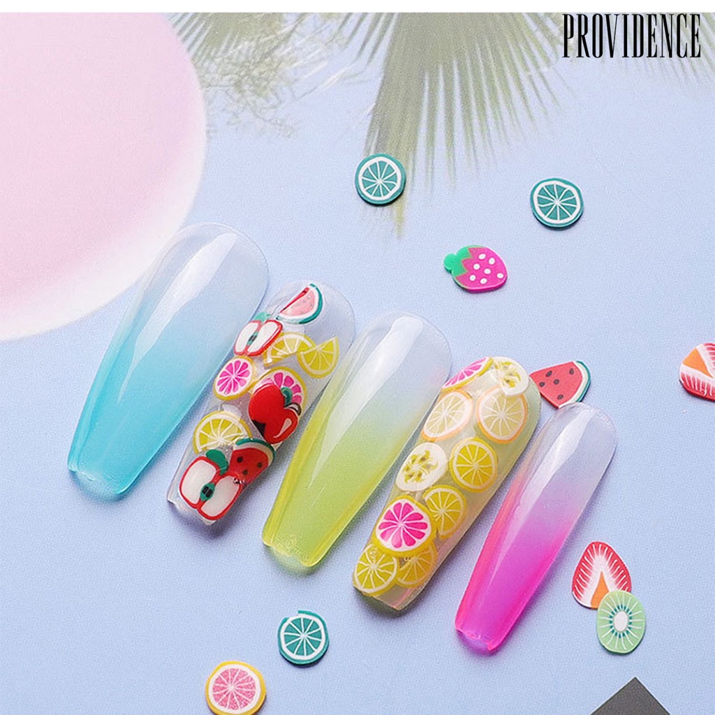 Providence 1000Pcs/Set Nail Slices Fruit Feather Shape Ultra Thin Polymer Clay Soft Mixed Nail Art Slime DIY Charms for Gift