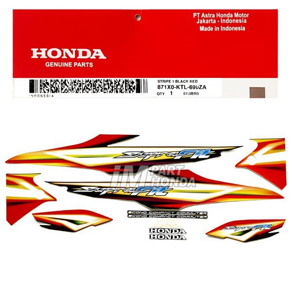 Stiker Supra Fit New Tromol 2006 Black Red Hitam Merah 871X0-KTL-690ZA