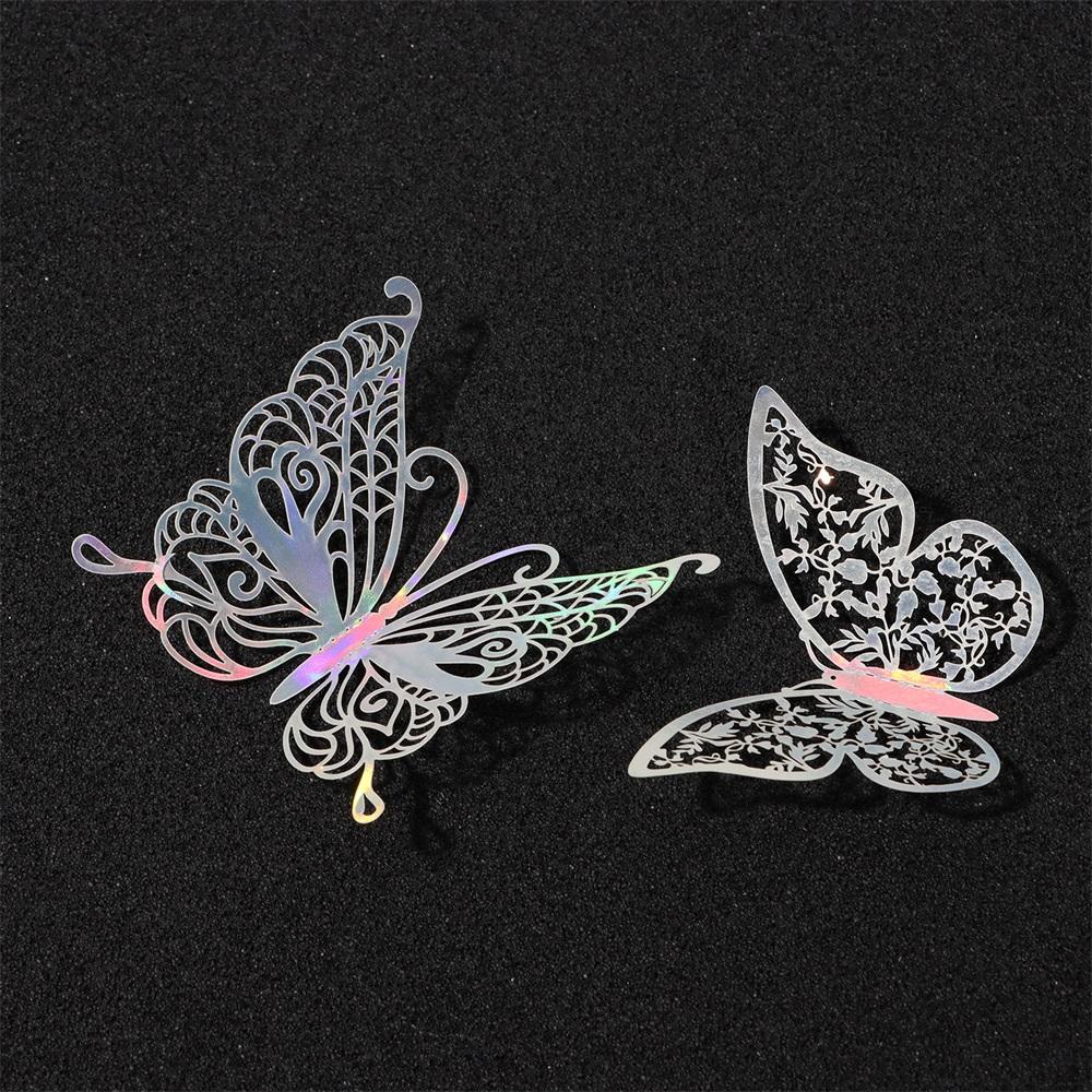 Nanas 12 Pcs/Pack 3D Fantacy Butterfly Stiker Perlengkapan Pesta Pernikahan Nikmat Tekstur Logam Mirage Warna