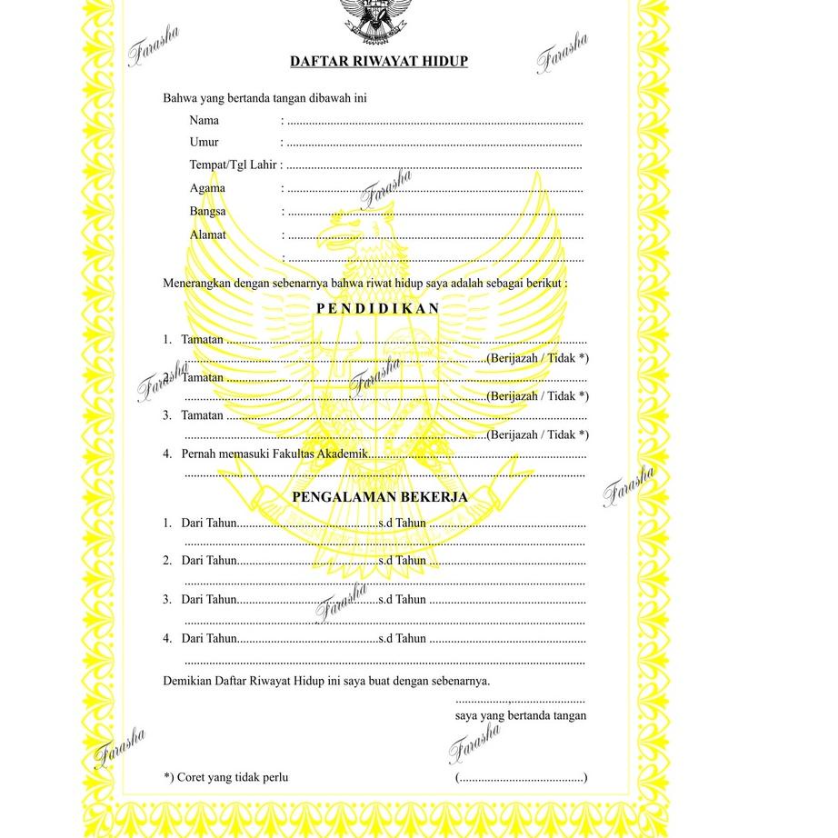 

<GiX ✩> DAFTAR RIWAYAT HIDUP / LAMARAN KERJA / CV / CURICULUM VITAE / BLANGKO 100 LEMBAR //Trend bagus