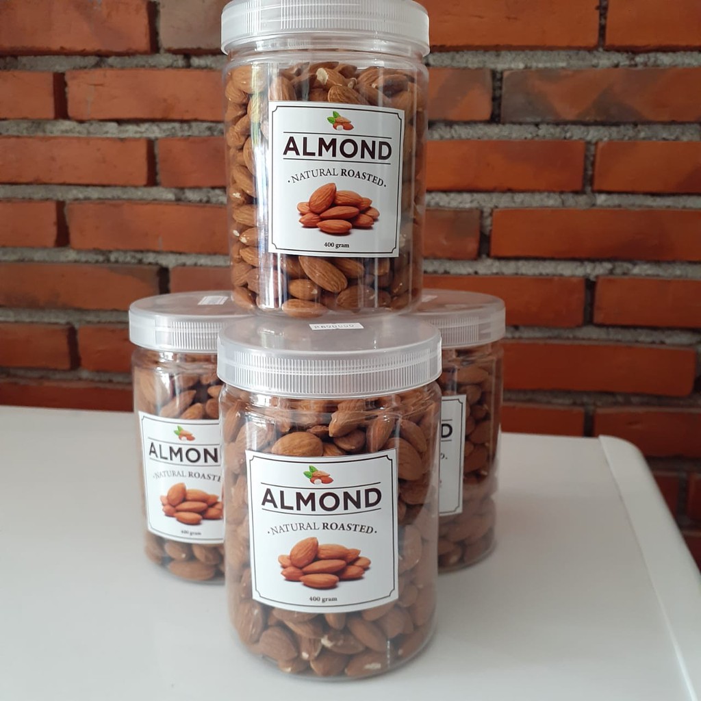

kacang almond kupas panggang original kemasan 400 gram ecer dan grosir