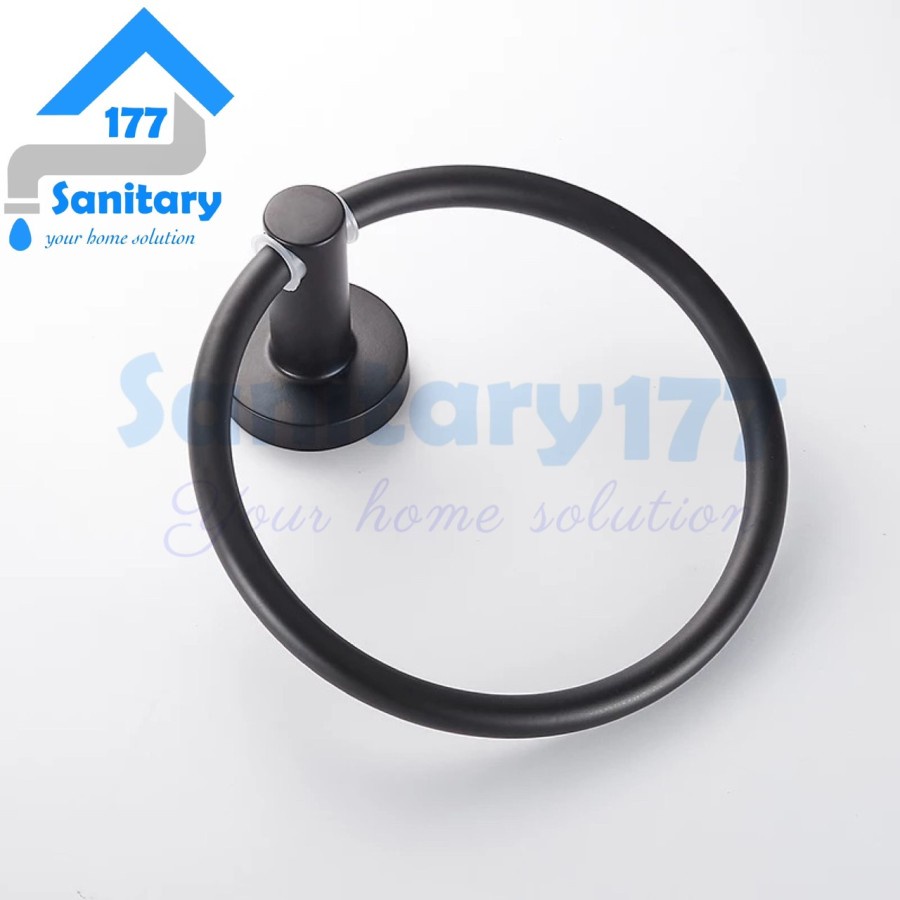 Towel Ring Handuk Stainless 304 Hitam 30204 -Gantungan Hooks Holder Handuk Kain Lap SUS 304 Black Matte