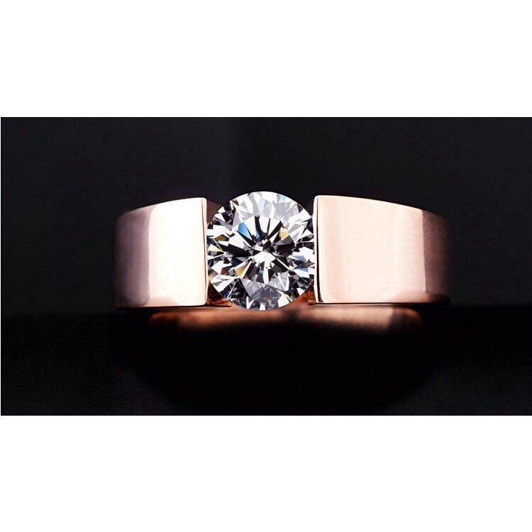 Cincin Pasangan Bahan Stainless Warna Rose Gold Dan Silver Untuk Pria Dan Wanita