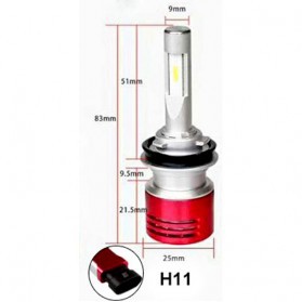 Lampu Mobil LED Headlight V5 H11/H9/H8 60W 8400Lm Super Bright 2 PCS - Red