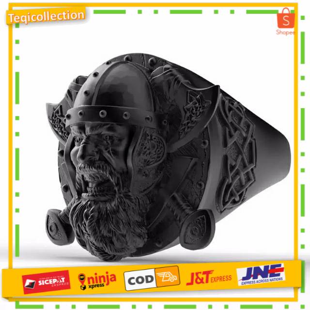 Cincin Pria black viking head