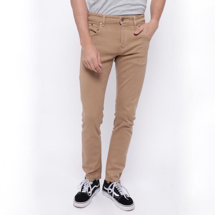 Edwin Celana Jeans Slim Fit Pria Panjang Coklat 506-37-Khaky - Cokelat Muda, 29 High Quality