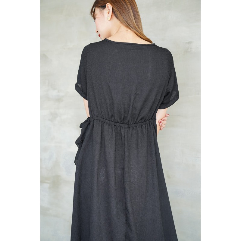 Kimono Crinkle Dress Casual Dres Wanita