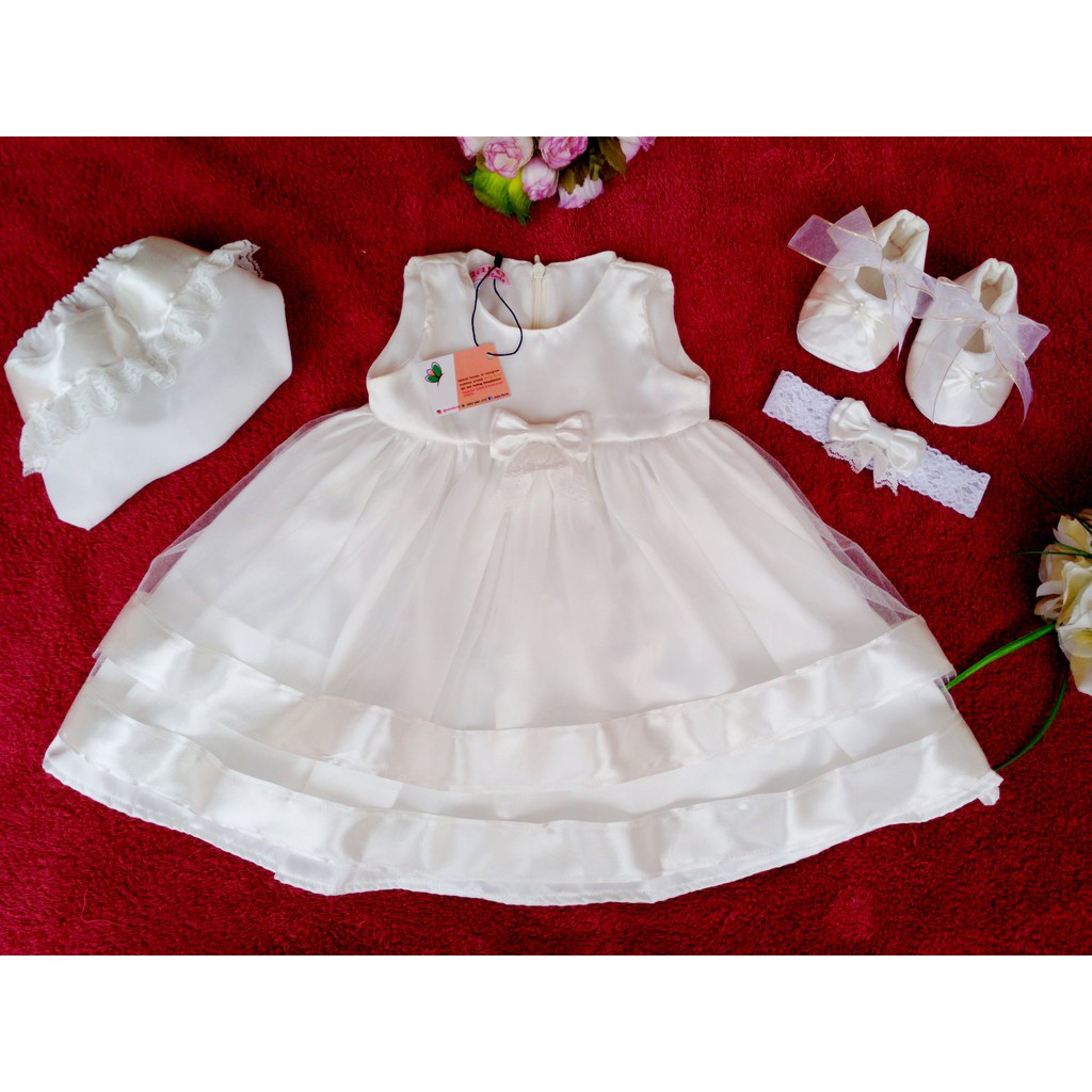 PAKET LAHIRAN BAJU BAPTIS BAYI PEREMPUAN WARNA PUTIH