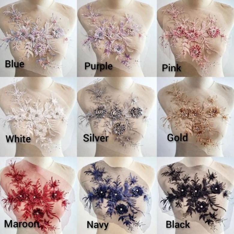 Lace Bordir Bunga 3D Import