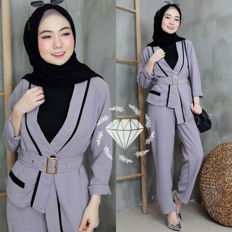 Model Terbaru/Setelan Blazer Moscrepe/Setelan Blazer Kekinian/Setelan Blazer Wanita/Blazer Premium