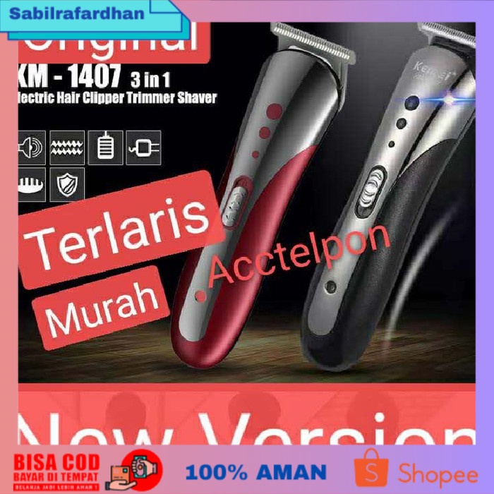 (COD PROMO) alat cukur rambut rechargeable kemei km 1407 clipper kemei - km 1407