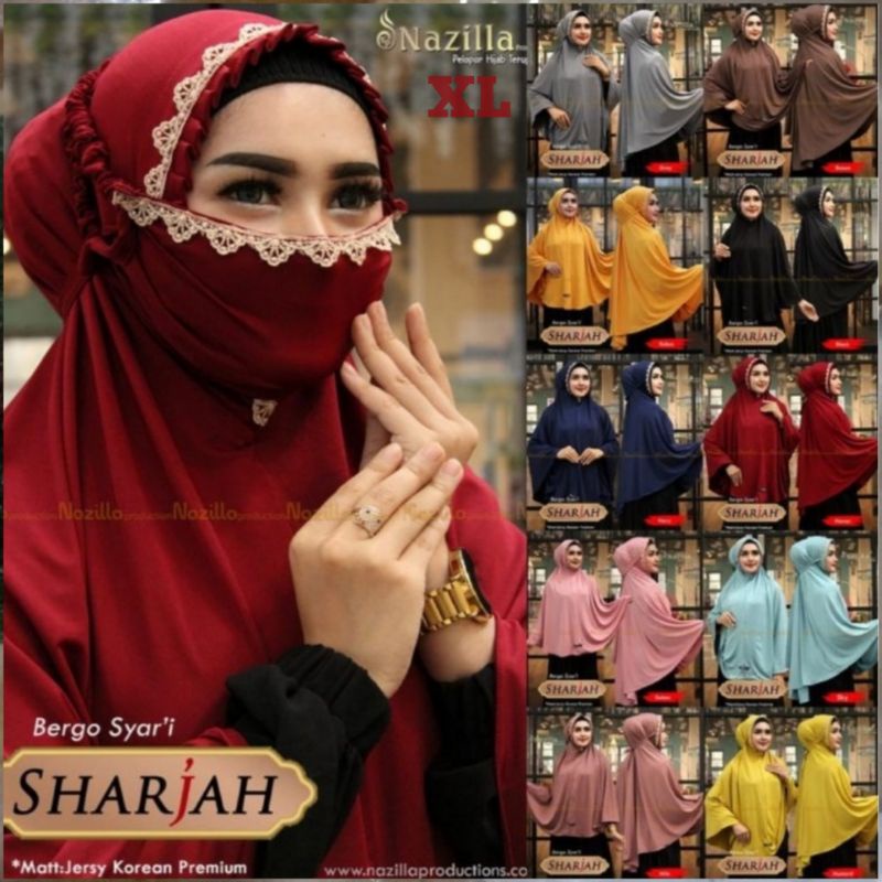 Hijab instan jersey | sajidah masker | jilbab renda kerudung jumbo sharjah almira2