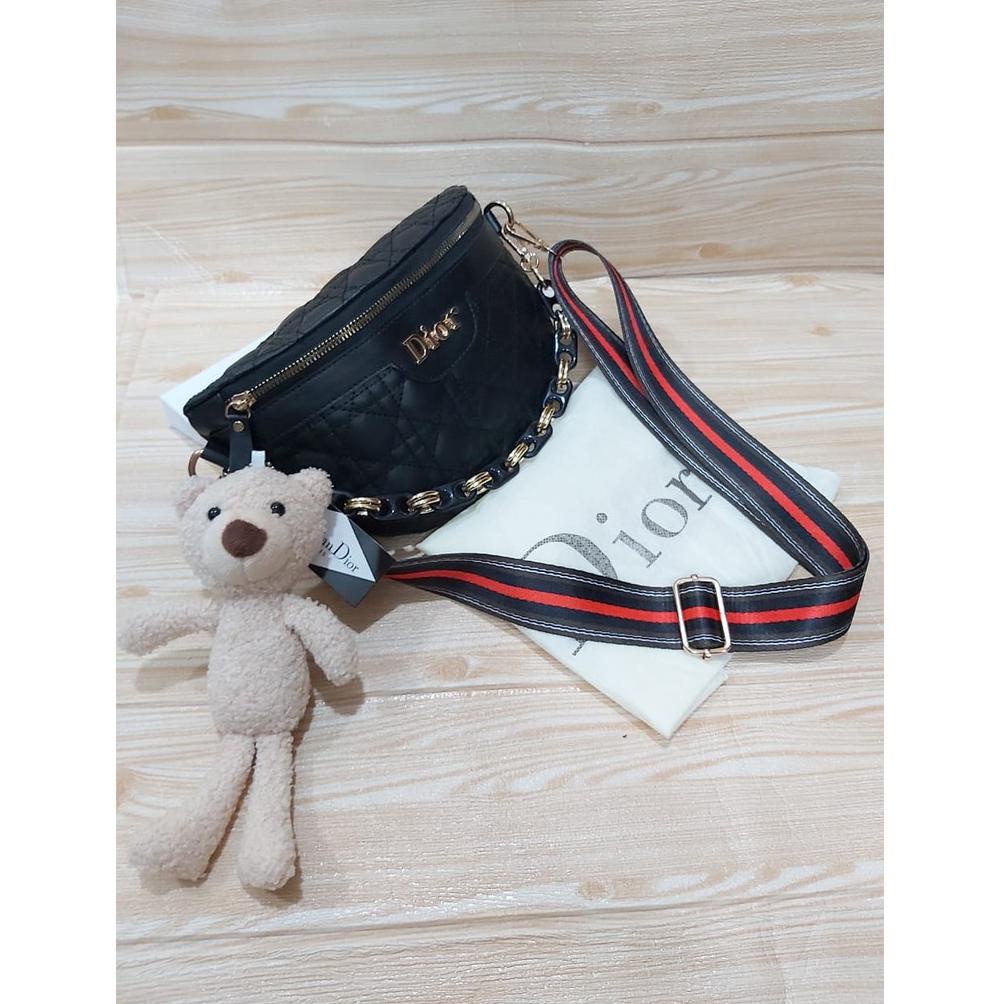 [PRODUK HJZZA] Waist Bag Wanita GG Model Tas Pinggang Wanita Bordir Tas selempang wanita rantai depa