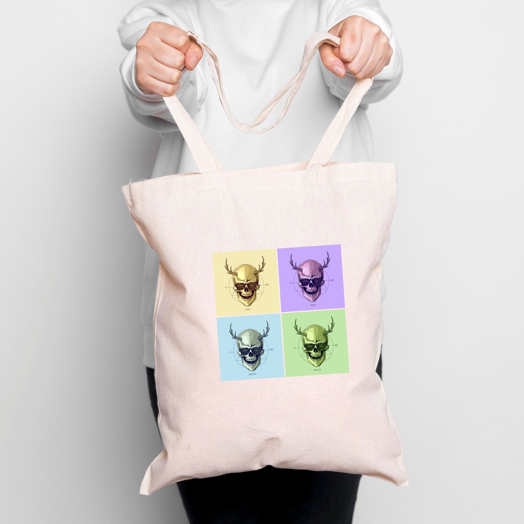 

TOTEBAG "SKULL" cetak tinta sublim cetak 1PCS BISA!!