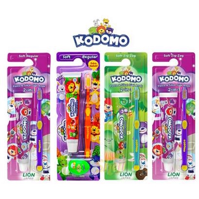 ^ KYRA ^ Kodomo 2 in 1 Pasta Gigi Plus Sikat Gigi Anak Zig Zag Regular - Hadiah Extra Di Dalam Kemasan