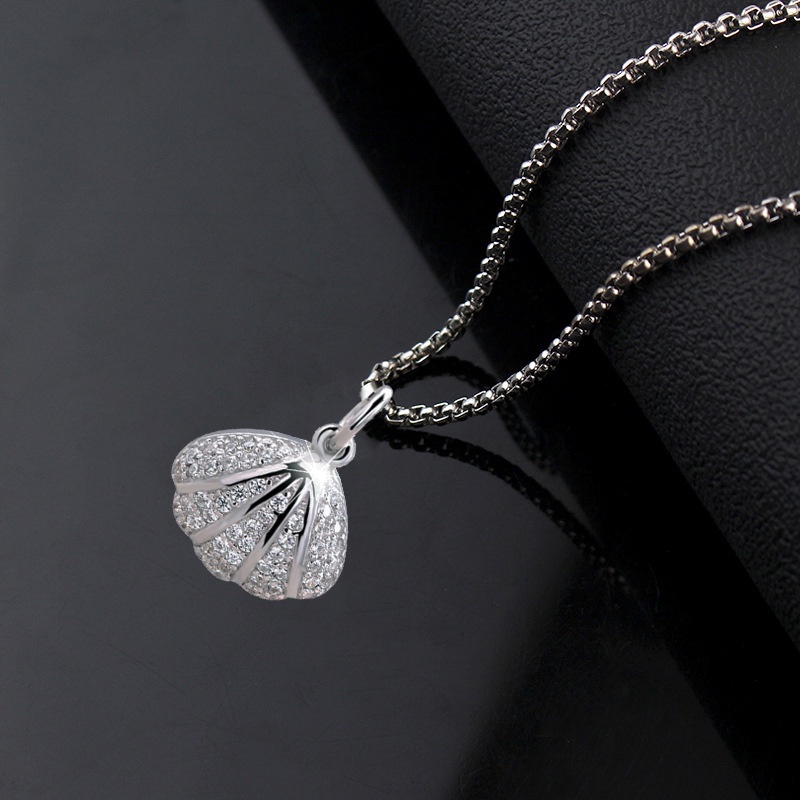 Shell titanium steel necklace feminine scalloped pearl pendant necklace