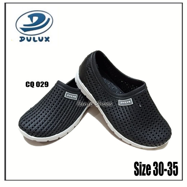 Nikko / Dulux 30-35 38-43 Sepatu Hitam Pria Karet / Tahan Air / Slip On