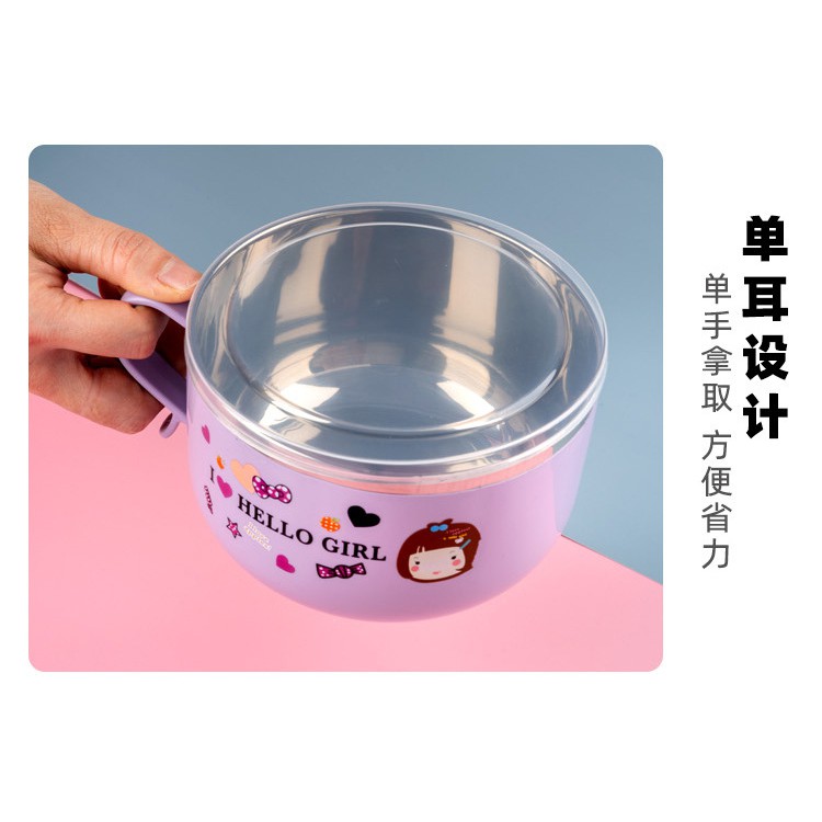mangkok stainless + tutup / mangkok mie fresh bowl hello girl