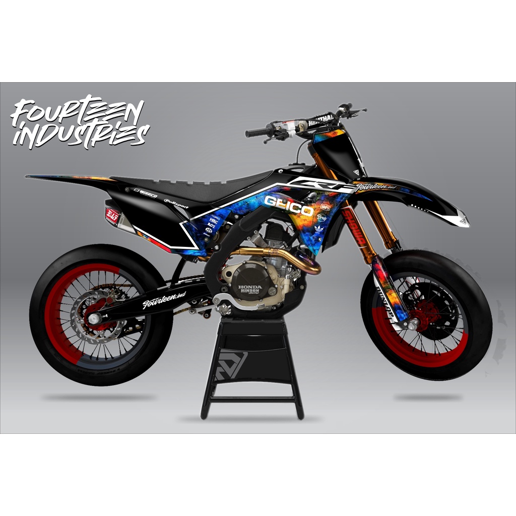 DECAL CRF BLUE GALAXY - stiker dekal crf 150 motif galaksi biru