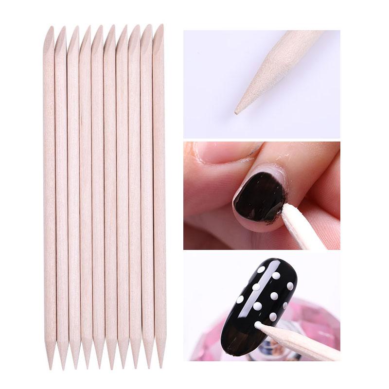 10pcs / Set Stik Kayu Dua Sisi Untuk Remover Berlian Imitasi Hiasan Kuku Nail Art