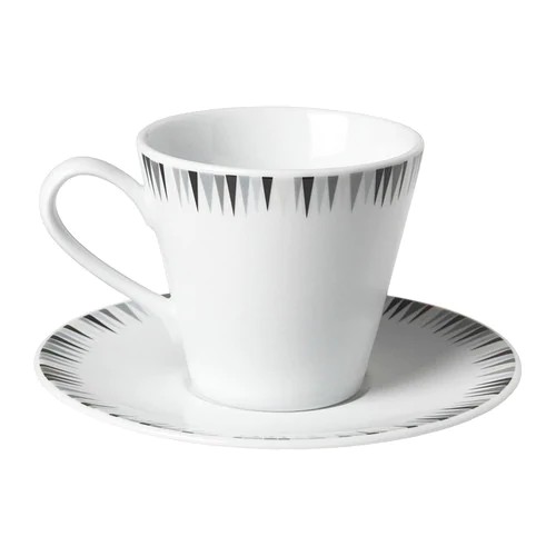 IKEA MATSEDEL Cangkir kopi dan tatakan, hitam, abu-abu