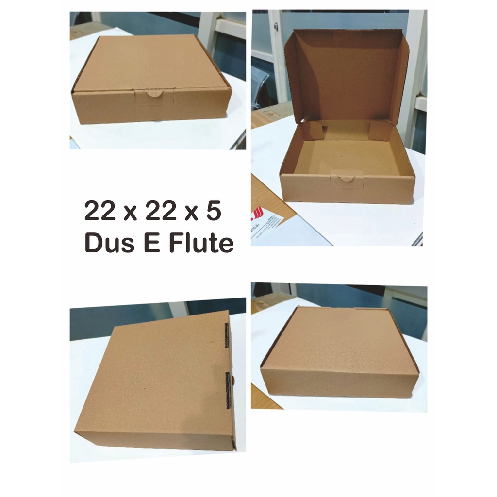 Dus E Flute ( Corrugated ) Uk. 22 x 22 x 5 Dus Pizza , dll ( Isi 50 Biji )