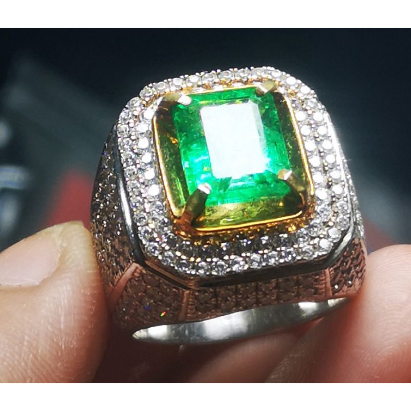 Cincin permata natural zamrud colombia + Sertifikat