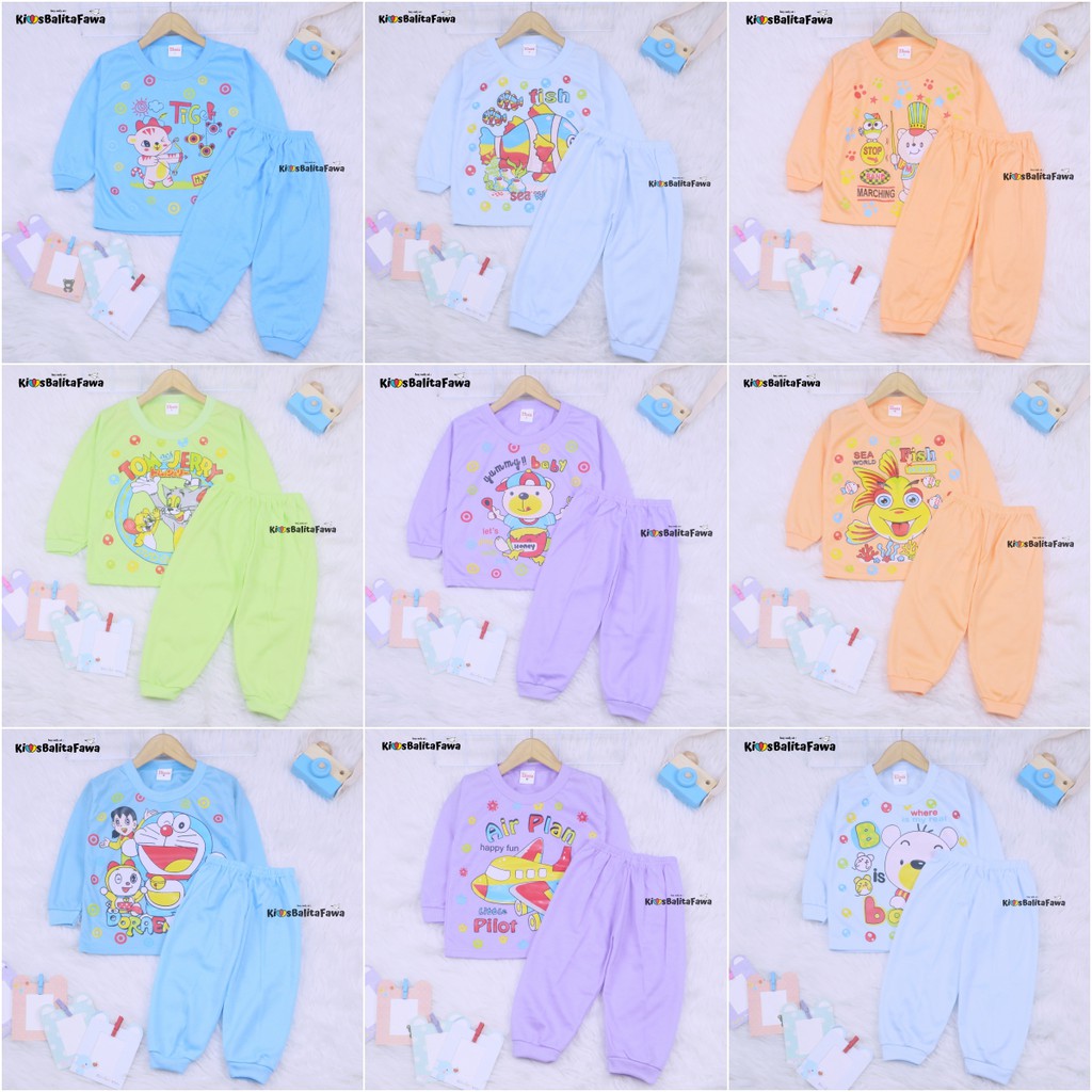 Piyama Kaos Kartun Uk. 1 Tahun / Piyama Anak Cowok Murah Baju Tidur Babydolls Setelan Kaos Anak