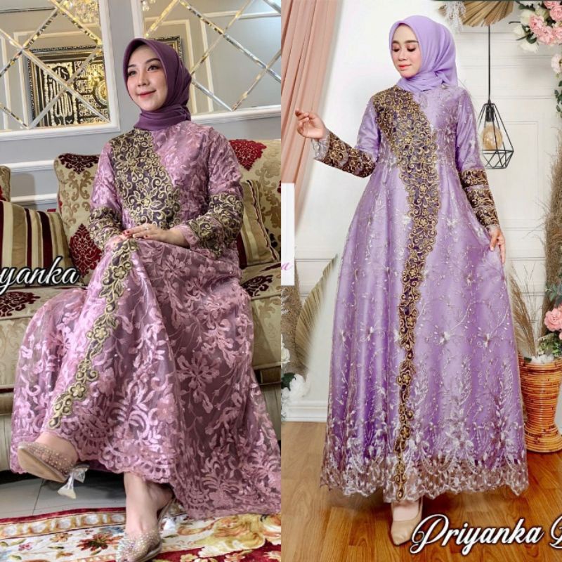 Kadai.baju / Gamis priyanka / Gamis tulle bordir / Gamis pesta / Gamis brukat jumbo