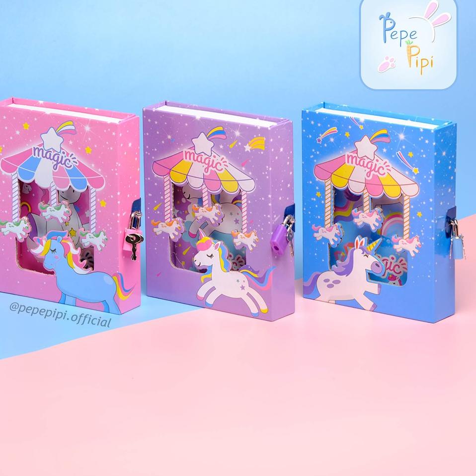 

[PRODUK Q77DA] Buku Diary Unicorn Note Book Dengan Kunci Gembok Tebal bisa COD MCS