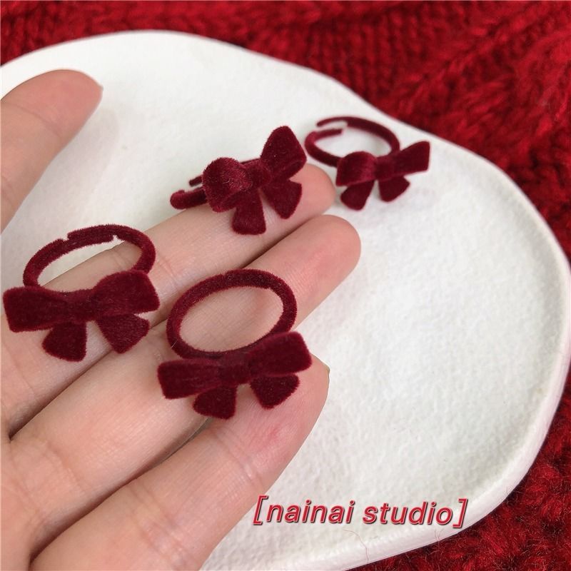 Natal cincin! Sweet girly merah busur cincin di run musim gugur dan musim dingin mewah berkelompok p