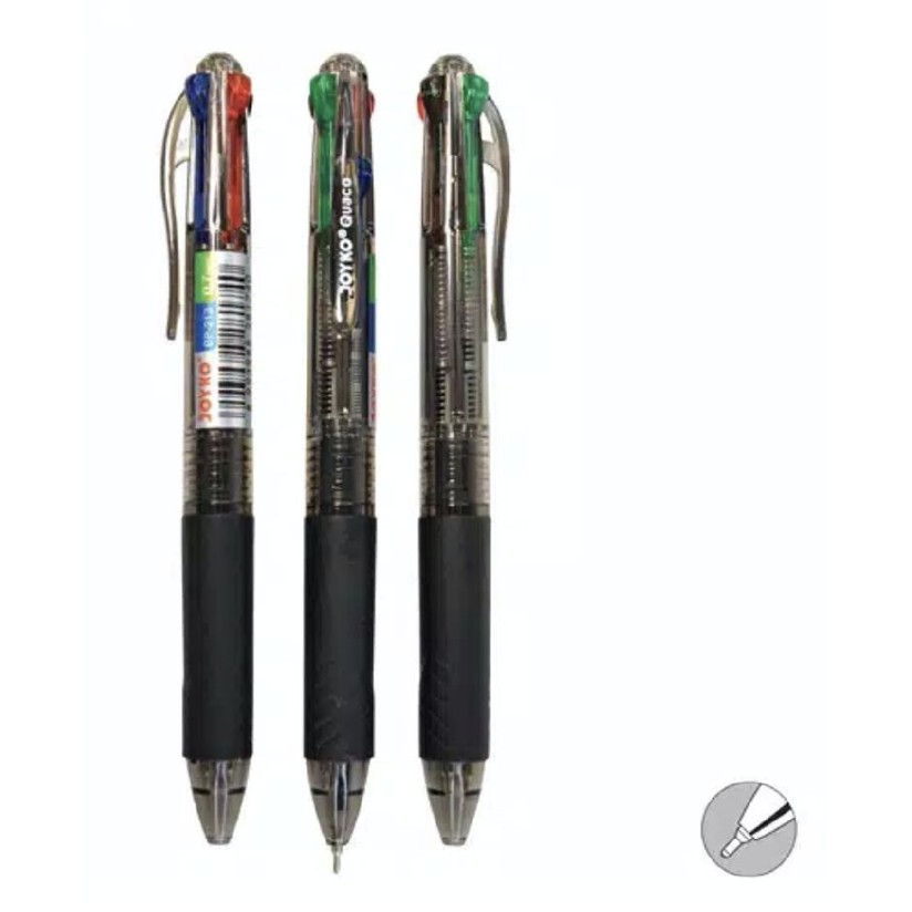 BALLPOINT 4 WARNA JOYKO QUACO BP-213 0,7mm HITAM HIJAU BIRU MERAH PENA PEN BOLPEN PULPEN BALLPEN