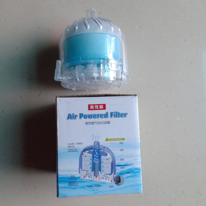 Air pawered filter aquarium bulat
