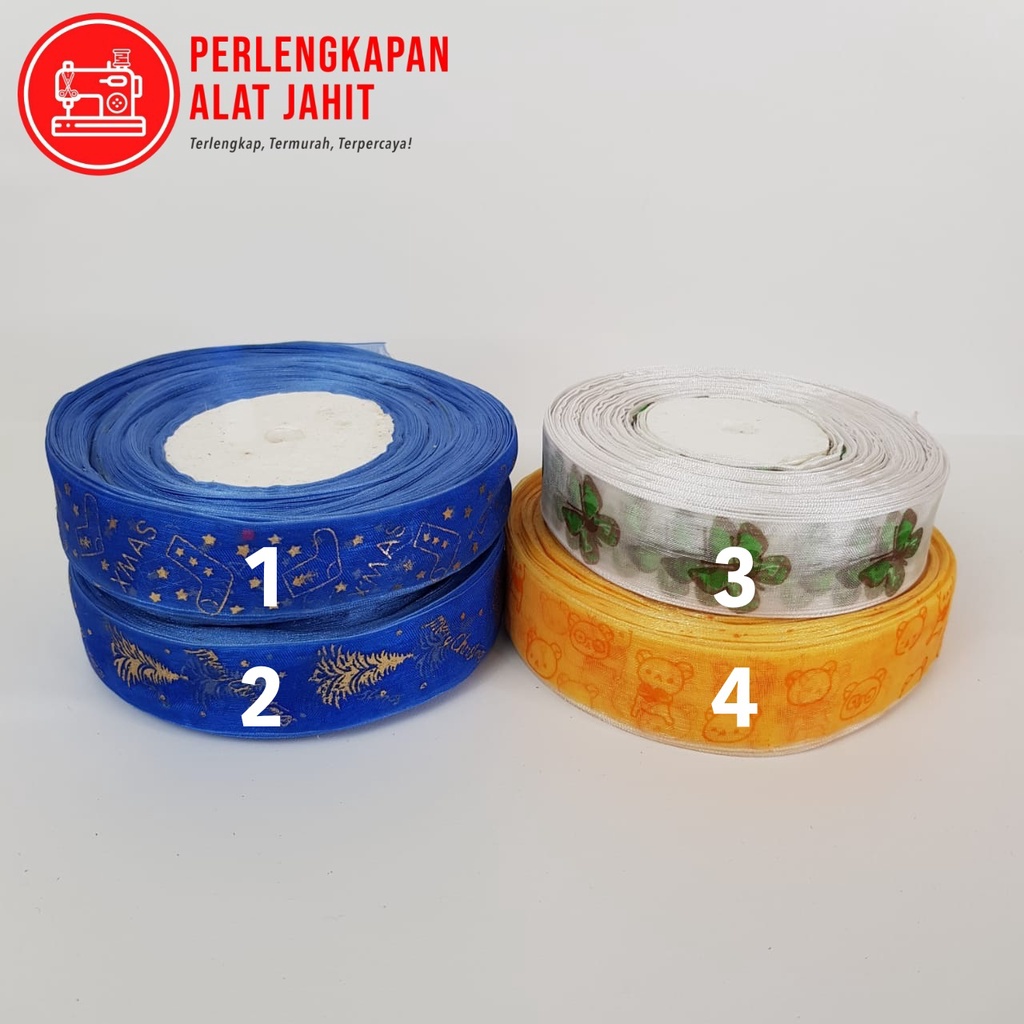 

(Meteran) Pita Organdi Motif 1 inch = 25 mm | Pita Kado Bingkisan Seserahan Hampers