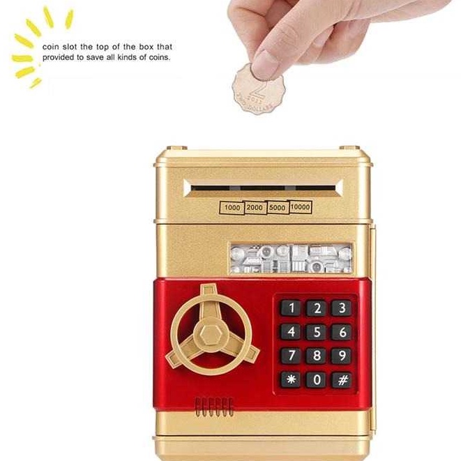 Jual Celengan Uang Koin & Kertas Brankas Mini 4 Digits Password Turn