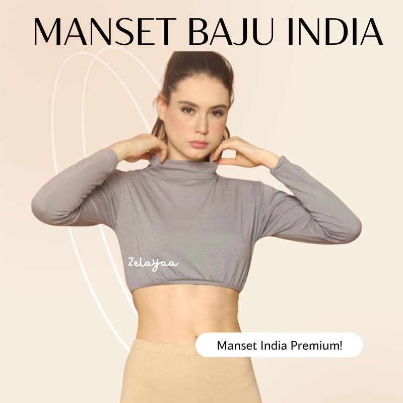 MANSET INDIA PREMIUM CROP LENGAN PANJANG | BAHAN RAYON SUPER |  CROPTOP JUMBO XXL | MANSET BAJU INDIA KERAH TINGGI