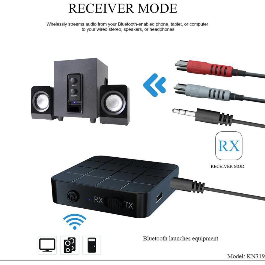 TEBE 2 in 1 Audio Bluetooth 5.0 Transmitter &amp; Receiver 3.5mm KN321 Black INT503 Grab Medan