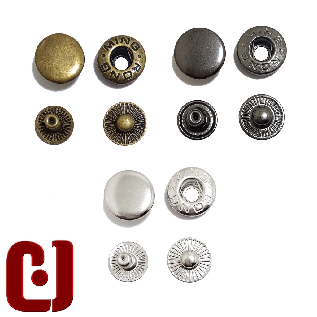 KANCING SNAP / KANCING JEPRET BESI 15 MM  MING RONG / 144 SET