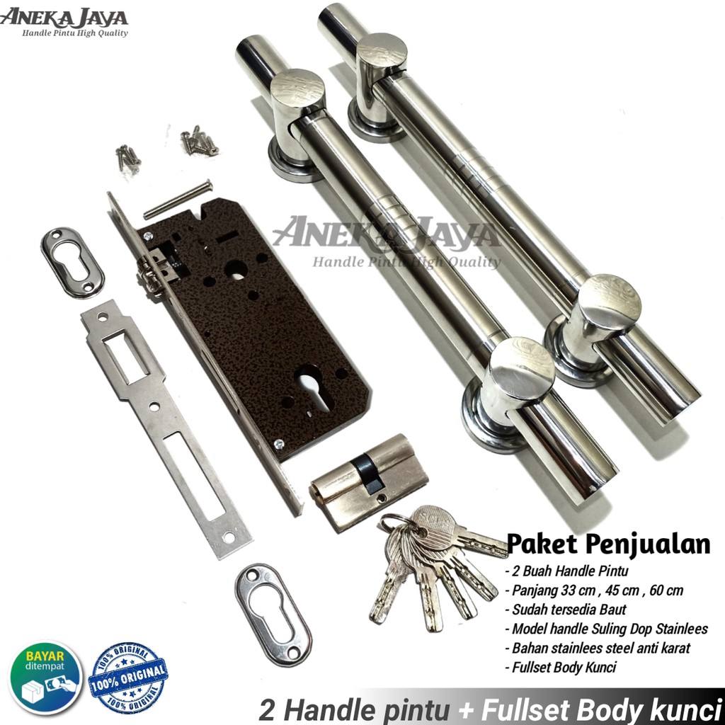 Satu set handle pintu rumah 33 cm 45 cm 60 cm murah minimalis tarikan pintu stainless gagang pintu