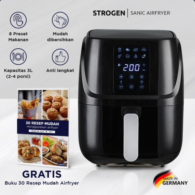 Air Fryer Strogen Sanic 3L stok melimpah