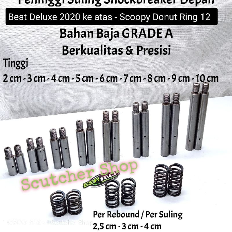 Peninggi suling Shock Depan Bahan Baja Grade A Honda Matic Beat Deluxe 2020 Ke atas - Scoopy Donut Ring 12