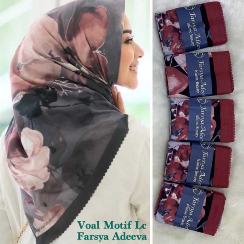 Hijab Segiempat Farsya Adeeva Terbaru Voal Motif Art Premium | Hijab Voal Motif Art Premium Adeeva P